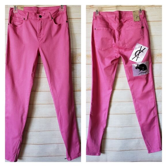 Ksubi Spray On Denim Skinny Jeans Pop Purple Hot Pink Zip Ankle Women's Size 29 - Picture 1 of 10